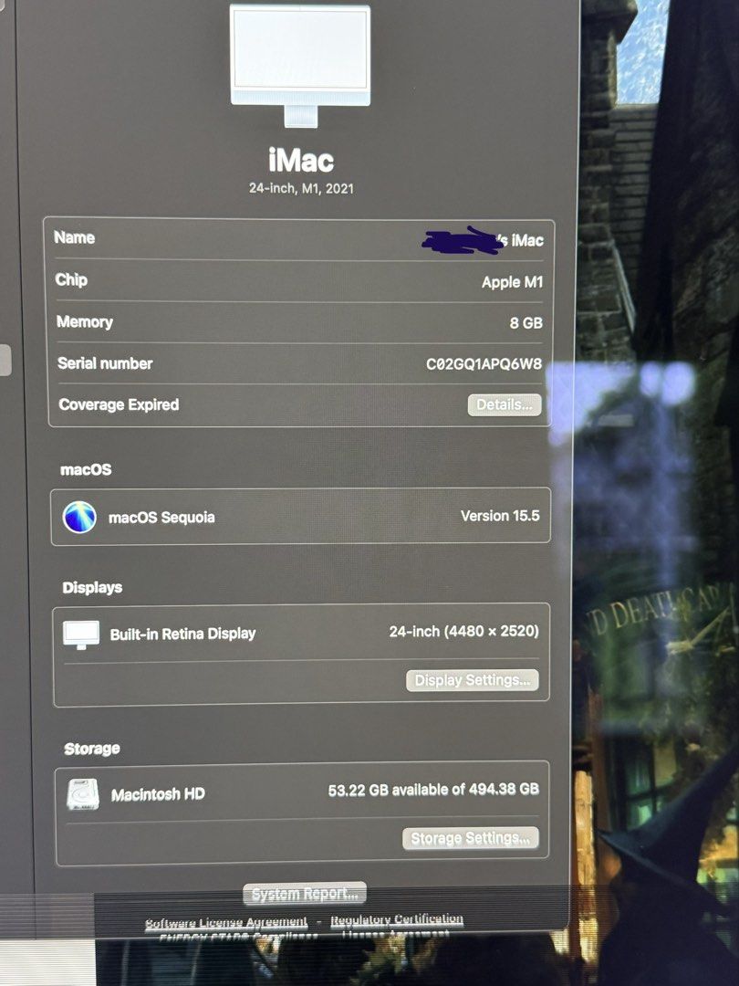 Apple iMac M1 2021 with UPS (Category: Desktops) located in Paranaque City. Submitted by ownbynikki (Listing ID 1442450724, Image 1). Description: - 24-inch iMac M1 (2021) - 8GB RAM - 512GB Storage - 4 Thunderbolt slots - with touch id in keyboard - Includes AWD UPS for power backup - All items in good working order - Keyboard - Mouse - Original box available Rfs: upgraded to macbook pro m5 para pde mgamit khit saan Issue: May linya lang sa monit