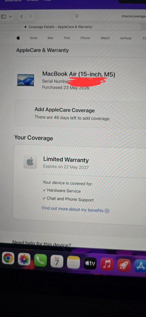 Apple MacBook Air (15-inch, M5) Almost brand new