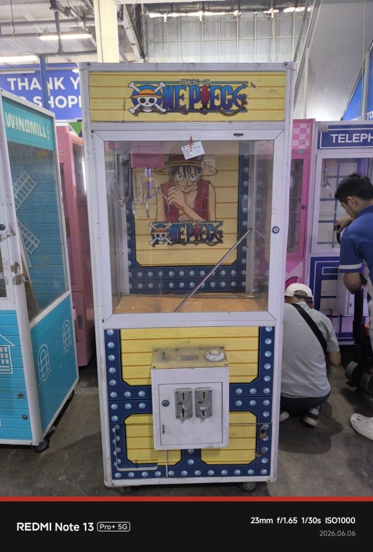 ARCADE CLAW MACHINE (Category: Interactive Toys) located in Dasmarinas. Submitted by bossgabo (Listing ID 1442382816, Image 3). Description: - Collection of claw machines for sale. - Available designs: Lummy, Windmill, One Piece, Telephone, Piglet. - Ideal for arcades, entertainment spaces, or home use. - Machines are ready for immediate placement. - Contact us for individual machine details and pricing..