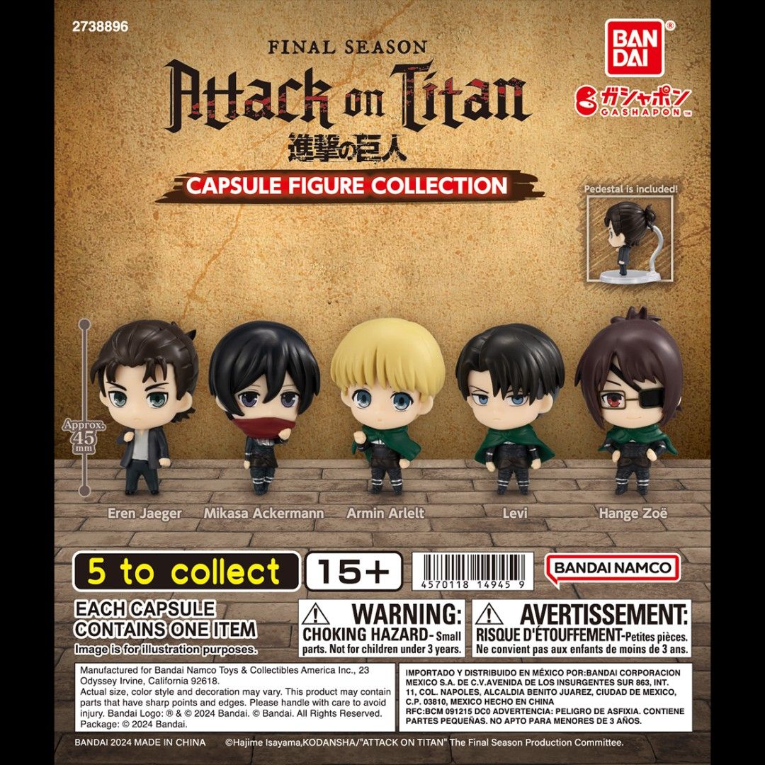 Attack on Titan Final Season Bandai Capsule Figure - Armin Arlelt (Category: Figurines & Statues) located in Malabon City. Submitted by kyuujuuhachi (Listing ID 1442396931, Image 2). Description: - Brand new, sealed in plastic - Can offer bundle price if ordering multiple.