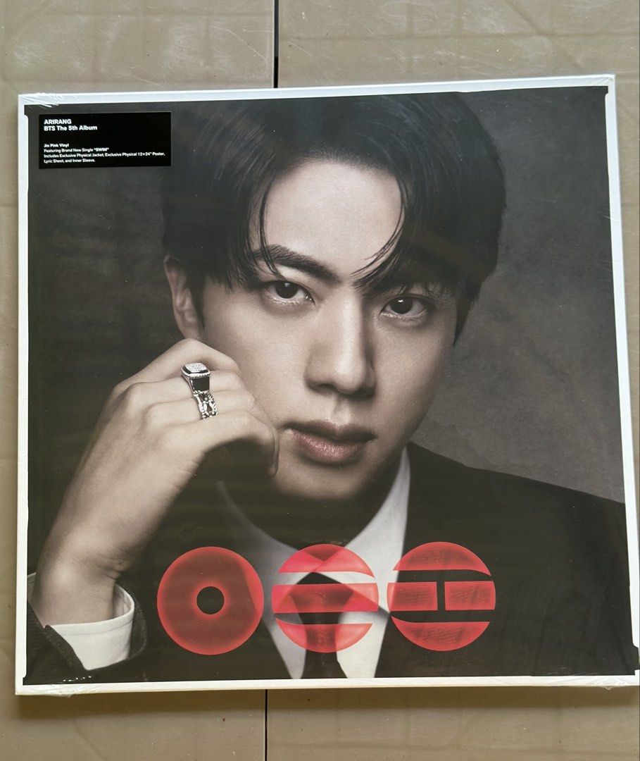BTS Jin & Suga Arirang Vinyl (Category: Vinyls) located in Cavite. Submitted by janlan (Listing ID 1442389695, Image 3). Description: Jin & Yoongi Arirang Vinyl - yoongi (sold) — 2300 each + lsf - if getting both for 4500 — Sealed — Onhand and ready to ship 💳 MOP: Gcash Maya Gotyme 🚛 MOD: J&T / Lalamove & Grab if within Cavite 📍Dasmariñas Cavite.