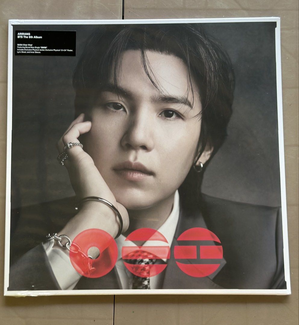 BTS Jin & Suga Arirang Vinyl (Category: Vinyls) located in Cavite. Submitted by janlan (Listing ID 1442389695, Image 2). Description: Jin & Yoongi Arirang Vinyl - yoongi (sold) — 2300 each + lsf - if getting both for 4500 — Sealed — Onhand and ready to ship 💳 MOP: Gcash Maya Gotyme 🚛 MOD: J&T / Lalamove & Grab if within Cavite 📍Dasmariñas Cavite.