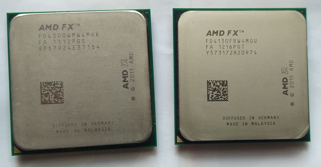BUNDLE AMD FX 4130 & FX 4300 AM3+ QUADCORE (Category: Computer Parts) located in Caloocan City. Submitted by eselo.co (Listing ID 1442426852, Image 1). Description: bundle: AMD FX 4130 & 4300 specs: https://www.techpowerup.com/cpu-specs/fx-4300.c1216 https://www.techpowerup.com/cpu-specs/fx-4130.c1208 Good working condition pickup for testing.. bring your tester.. Lalamove G-cash.