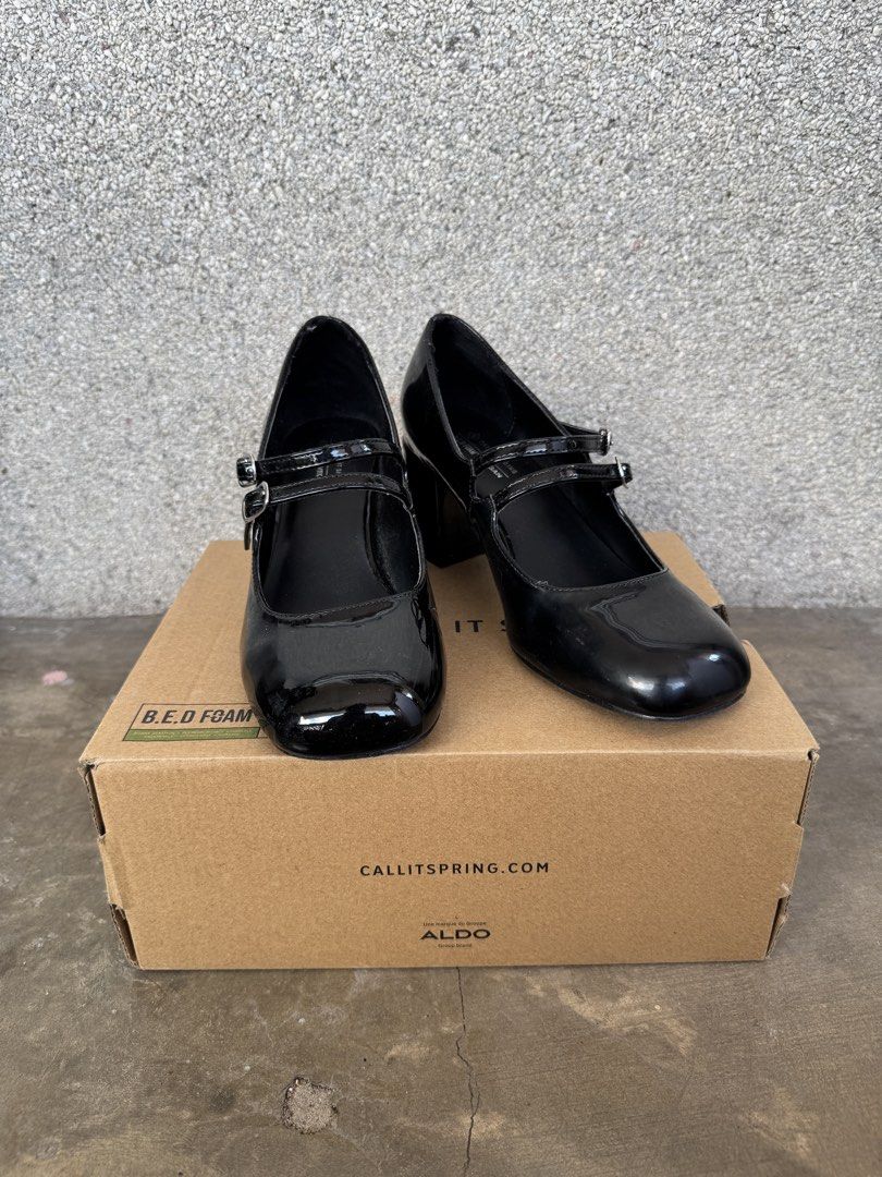 Call It Spring Black Patent Mary Jane Heels (Category: Heels) located in Cabuyao City. Submitted by heni__v1 (Listing ID 1442382272, Image 2). Description: Brand: Call It Spring Style: Black Patent Mary Jane Heels RFS: not used anymore • all hardware in good condition • comes with original box • signs of use (scuff marks) • double buckle straps across the foot Size: US 7 EUR 37.5 UK 4.5 Payment Options: BDO Bank Transfer GCash Maya Shipping throu