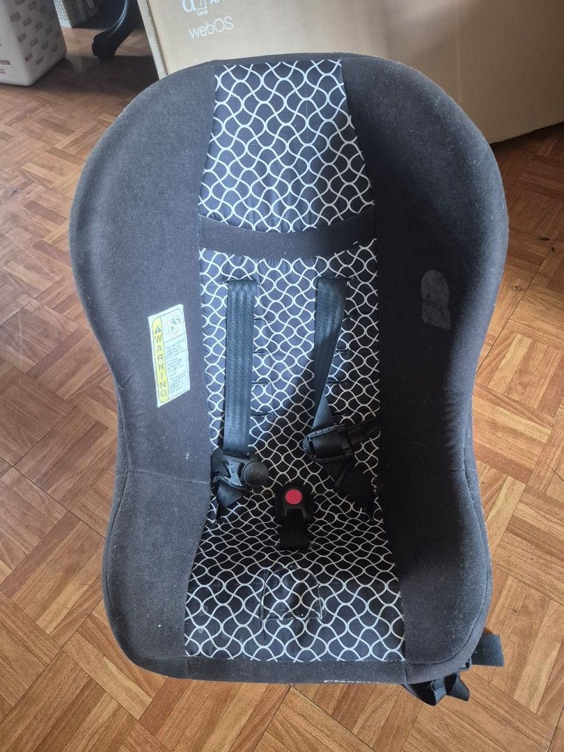 Cosco Car Seat Booster (Category: Car Seats) located in Manila. Submitted by greatbabystuff (Listing ID 1442407471, Image 2). Description: - Cosco car seat booster - Color: Black with white patterned insert - Safety: 5-point harness - Condition: Some fading but no damage? no cracks, no history of accidents. - Front-facing, can be used for older cars with LAP BELT. Can fit up to 5 years old. Comes with manual .