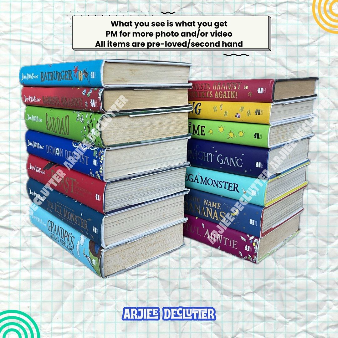 David Walliams Books (SET 14 Books) (Category: Storybooks) located in Tayabas. Submitted by arjieedeclutter (Listing ID 1441397630, Image 3). Description: For Transaction visit Arjiee Declutter on EPBI and there is also an individual posting for the condition of the posted product 🧾MOP: Gcash (PAYMENT FIRST) 📦MOD: 🍊 and ⚫️ app for SHIPPING CHECK OUT ONLY/J&T (direct)/LBC/Flash Express Reservation “WITHIN 24 HOURS” upon invoice All items are pr