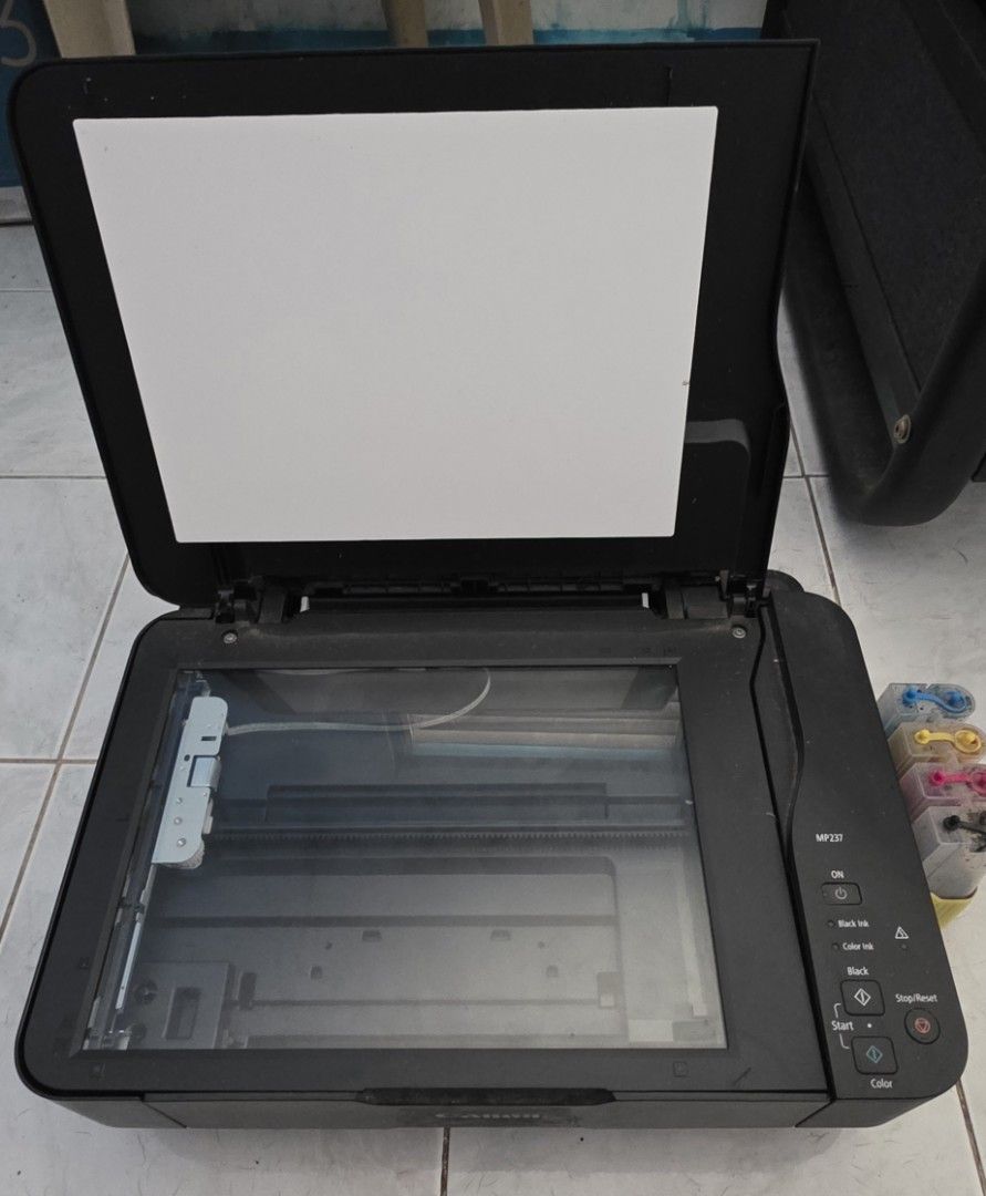 DEFECTIVE Canon MP237 Printer with CISS (Category: Printers, Scanners & Copiers) located in Binangonan. Submitted by twavis (Listing ID 1442488116, Image 1). Description: Power cable not included Inclusions: [ ] May ilang bottles pa ng ink na natira, (baka pwede pang gamitin) [ ] USB Printer cable.