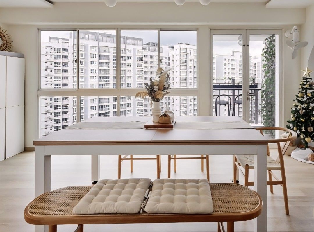 Dining & pool table (Category: Tables & Sets) located in Singapore. Submitted by ihavewaytoomuchstuff (Listing ID 1442512964, Image 1). Description: - RSP 1.5k, from Game Room - Dimensions: 189cm (L) x 110cm (W) x 82cm (H) - ​Weight: 148kg - arrange for your own transport - White frame with wood-look tabletop, laminated with 3M - Seats at least 6 people comfortably - Minimalist design, suits modern homes - Easy to clean surface ONLY ABLE TO SELL 