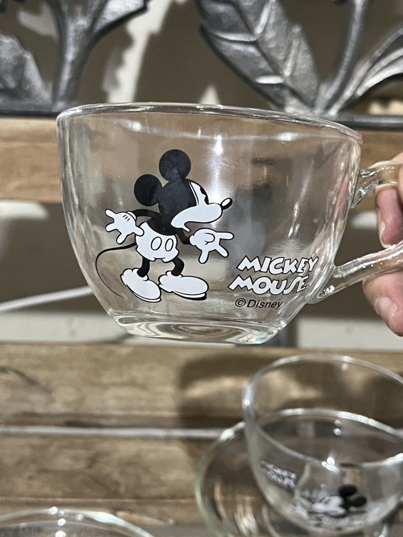 Disney Mickey Mouse transparent ceramic cup & saucer with plastic spoon set (Category: Coffee & Tea Tableware) located in Lucena. Submitted by aisanolshop (Listing ID 1442507778, Image 2). Description: **Spoon plastic only.