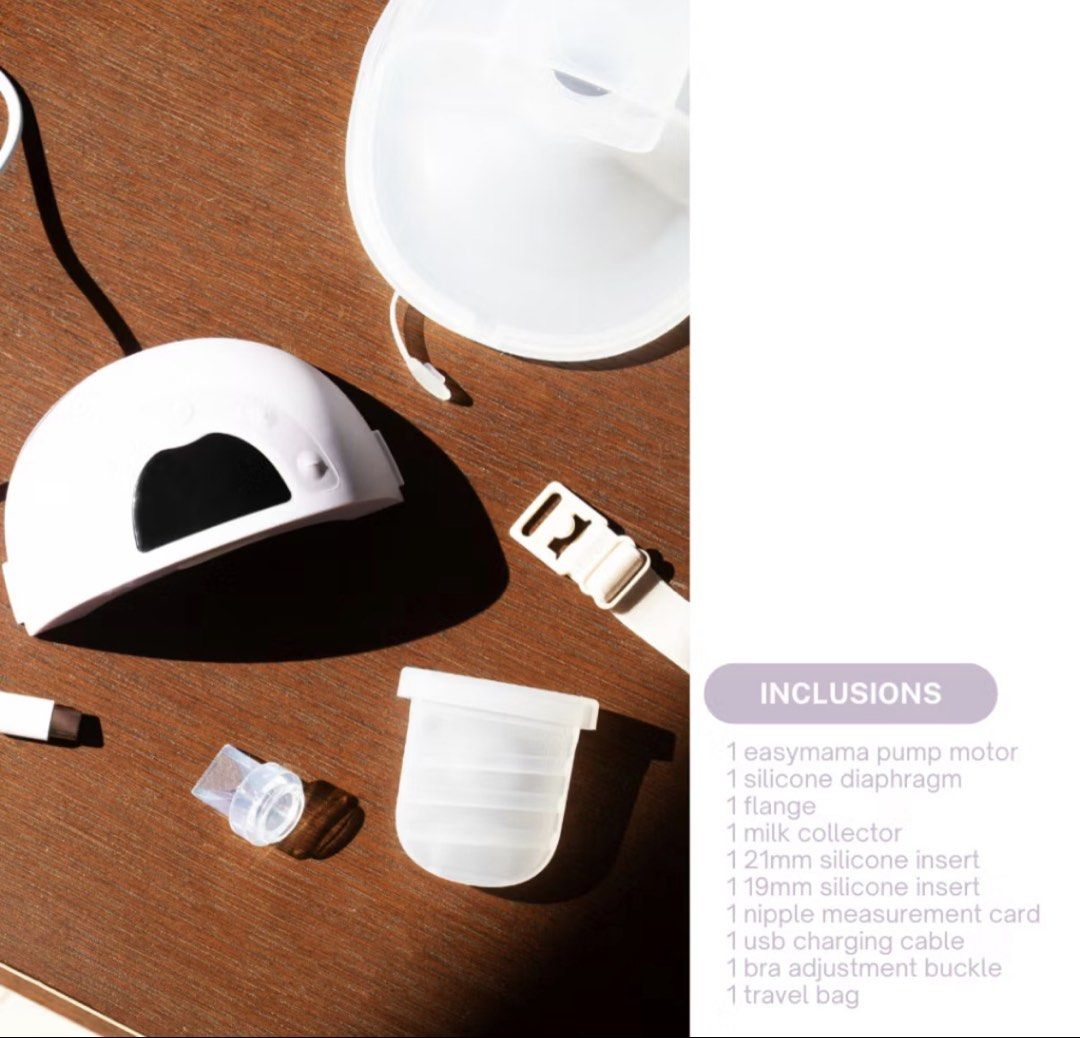 Easymama Wearable Electric Motor Breast Pump (Category: Breastfeeding & Bottle Feeding) located in Bambang. Submitted by gigisells_ (Listing ID 1442362856, Image 3). Description: LAST PRICE POSTED bought as pair already used for 1 month only rfs: switched to formula bought for 5.5k -COMPLETE INCLUSIONS -ALREADY STERILIZED my review: great performance, super daming output, super daming modes and the night light feature is really convenient .