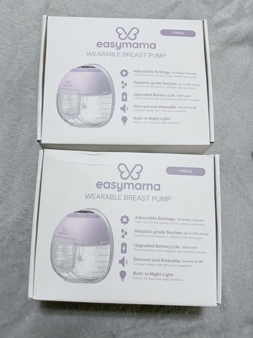 Easymama Wearable Electric Motor Breast Pump (Category: Breastfeeding & Bottle Feeding) located in Bambang. Submitted by gigisells_ (Listing ID 1442362856, Image 2). Description: LAST PRICE POSTED bought as pair already used for 1 month only rfs: switched to formula bought for 5.5k -COMPLETE INCLUSIONS -ALREADY STERILIZED my review: great performance, super daming output, super daming modes and the night light feature is really convenient .