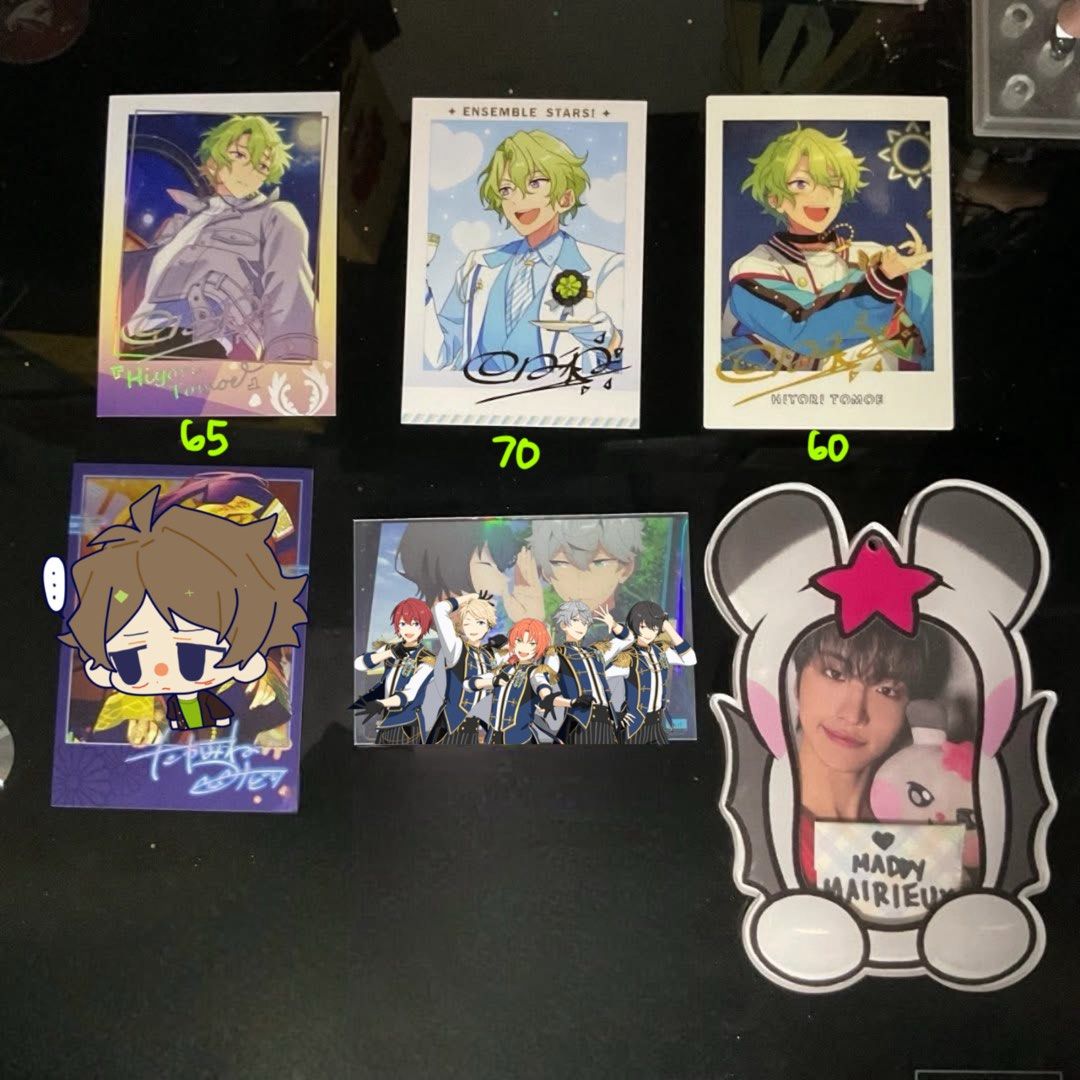 Ensemble Stars Hiyori Tomoe Assorted Merch (Category: Character Goods) located in Las Pinas. Submitted by okayeks (Listing ID 1442396370, Image 2). Description: ⭐ listing includes • pashas • tickets • clear card • photo strip • can badges / canba • glitter acrylic block • only natsume collections box (see last page for contents .ᐟ.ᐟ minimum of 2 pcs. OR a total of ₱200 per order .ᐟ.ᐟ - check pics for ₱ ★ mop: maya / gcash / cash upon meet-up ★ do