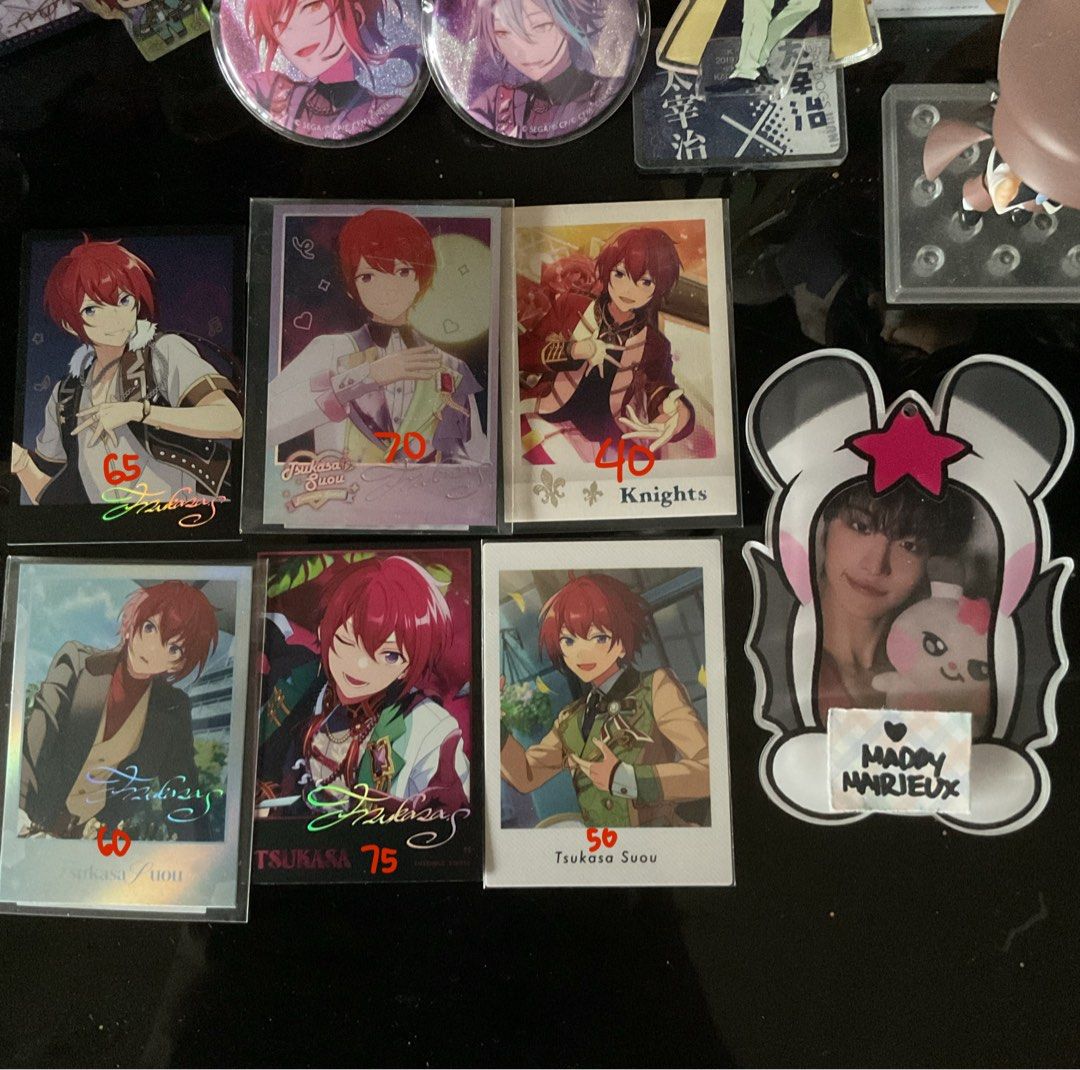 Ensemble Stars Tsukasa Suou Assorted Merch (Category: Character Goods) located in Las Pinas. Submitted by okayeks (Listing ID 1442389907, Image 3). Description: ⭐ listing includes • pashas • clear cards • photostrip • acrylic keychains • ticket • mobius • can badges / canba • glitter acrylic block • plushies .ᐟ.ᐟ minimum of 2 pcs. OR a total of ₱200 per order .ᐟ.ᐟ - check pics for ₱ ★ mop: maya / gcash / cash upon meet-up ★ dop: payo (prio) / 3 d
