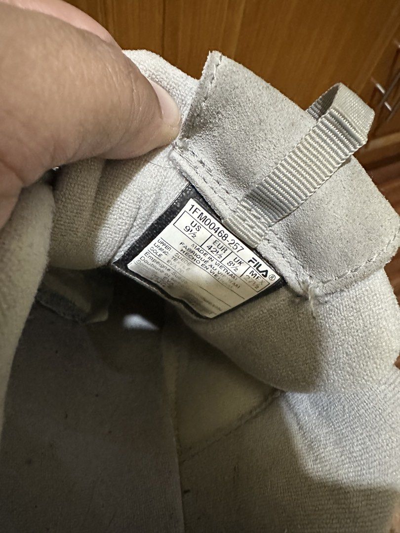 Fila Disruptor 2 Grey Suede Sneakers (Category: Sneakers) located in Rizal. Submitted by colosas (Listing ID 1442493342, Image 2). Description: - Fila Disruptor 2 Sneakers - Color: Grey with Navy & Burgundy accents - Material: Suede - Sole: Chunky - Size: US 9Y / EUR 42.5 / UK 8.5 - Condition: Great for everyday wear - Reason for Selling: No longer needed.
