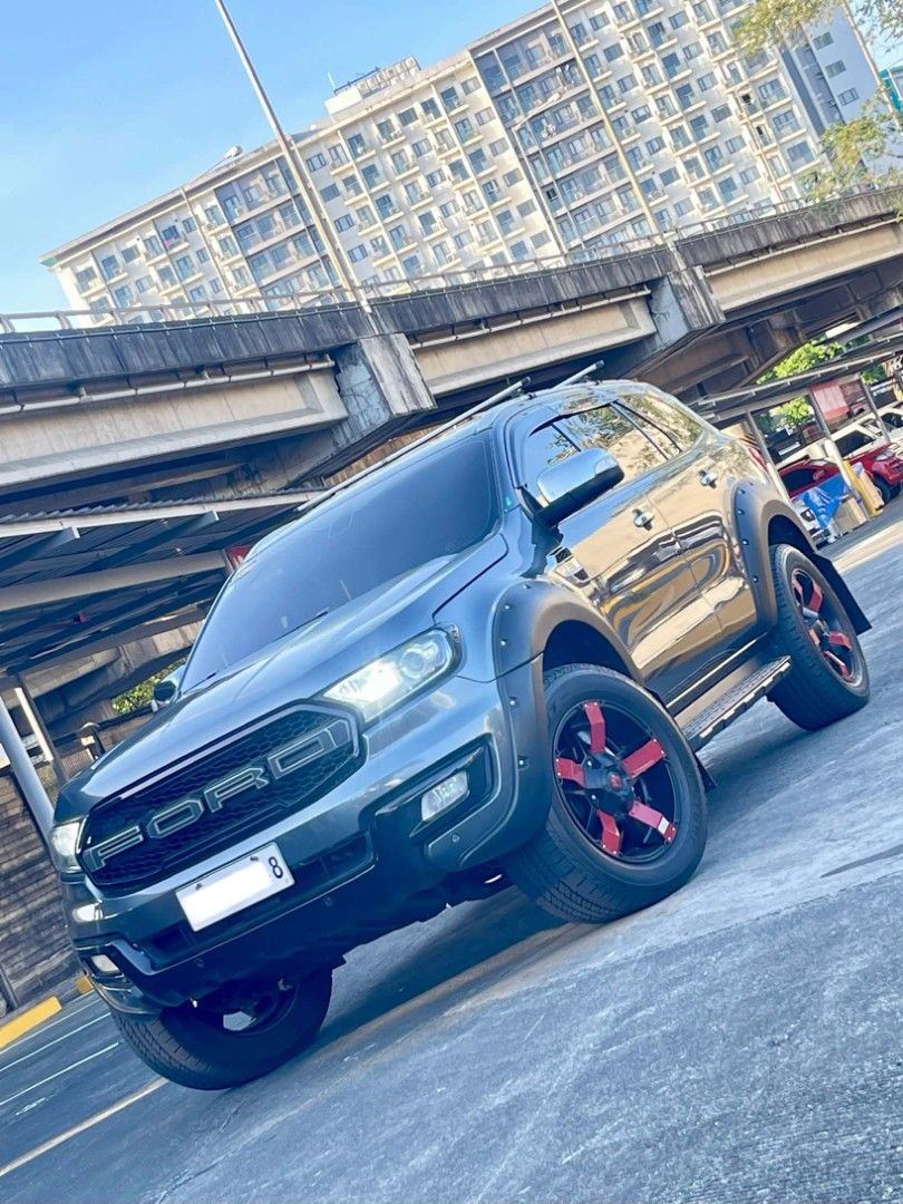 Ford Everest (Category: Used Cars) located in Manila. Submitted by 02samerodi45061 (Listing ID 1442362289, Image 1). Description: march 2017 acquired 2016 year model Ford everest 3.2L engine titanium plus A/T 4WD without sunroof original 79k mileage unli scan upgraded offset mags with 275/70/r20 bridaestone tires excellent engine performance 100% never repair engine no hidden issues 100% working 4x4 shifting unli check all the way kindly bring yo