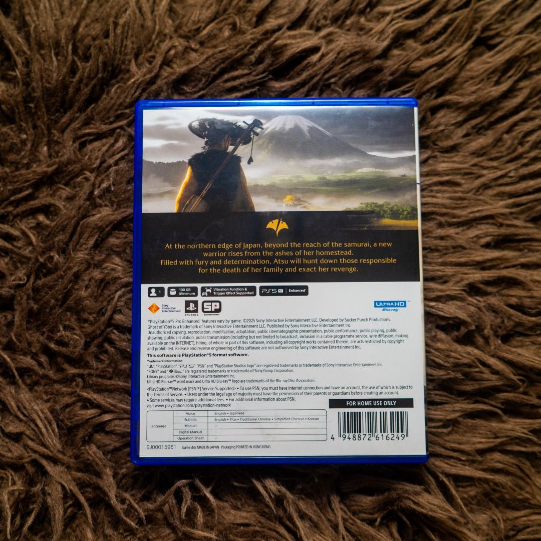 Ghost of Yotei PS5 Game - PS5 (Category: PlayStation) located in Quezon City. Submitted by nnepomuceno03 (Listing ID 1442531749, Image 3). Description: Selling these PS5 games. RFS: Completed the story mode, time for the next player to enjoy..