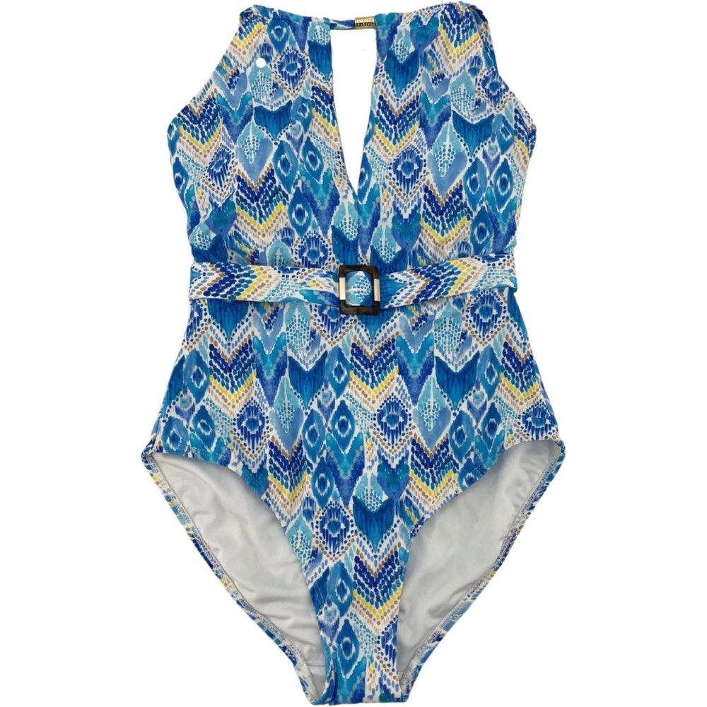 Gottex One-Piece Swimsuit (Category: Bikinis & Swimsuits) located in Angeles City. Submitted by n_cln (Listing ID 1442533241, Image 2). Description: - Gottex Women’s Bathing Suit - lightly used - size: 10 (fits S-M) - Colour: Blue, White - Composition: 82% nylon, 18% spandex; Mesh lining: 86% nylon, 14% spandex; Lining: 92% polyester, 8% spandex - Ajustable straps - has some sticky marks/adhesive residue from clothing/tag sticker which does not a