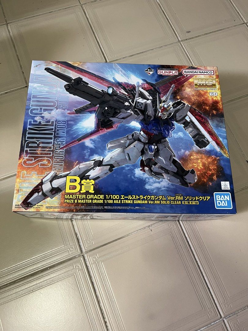 [Gunpla] MG 1/100 Aile Strike Gundam ver.rm Solid Clear (Category: Gundam Model Kits) located in Singapore. Submitted by goh_kh (Listing ID 1442526745, Image 1). Description: - Master Grade 1/100 Aile Strike Gundam Ver.RM - Solid Clear Version - Approximately 17cm tall when assembled - Authentic Bandai Spirits product - Perfect for Gundam collectors and model builders.