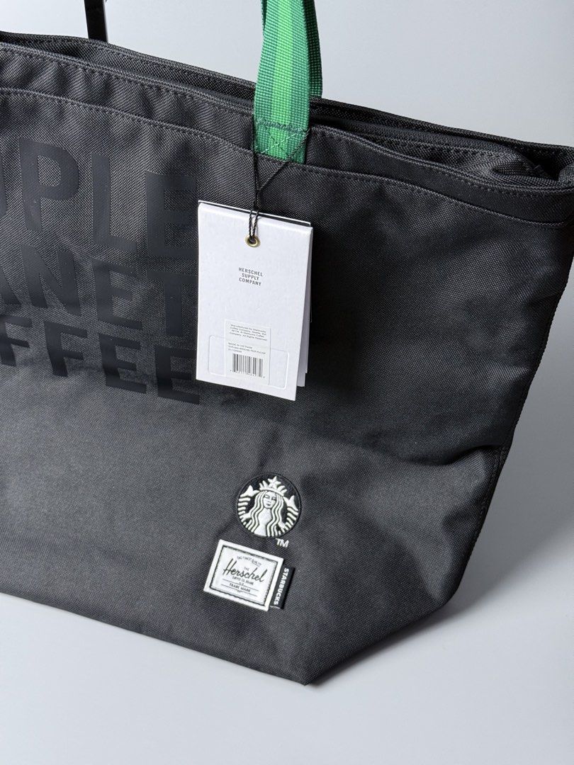 Herschel x Starbucks Tote Bag (Category: Tote Bags) located in San Pablo. Submitted by zzz.archvs (Listing ID 1442498930, Image 3). Description: Herschel x Starbucks Brand new with hang tags Dimensions on hang tag Zipper closure Floral design inside plus shipping fee J&t courier Gcash payment Payment 1st Please direct message for more info..