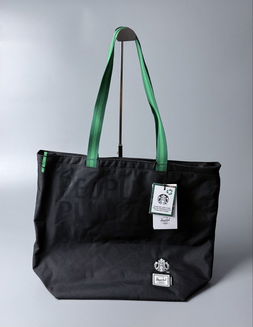 Herschel x Starbucks Tote Bag (Category: Tote Bags) located in San Pablo. Submitted by zzz.archvs (Listing ID 1442498930, Image 1). Description: Herschel x Starbucks Brand new with hang tags Dimensions on hang tag Zipper closure Floral design inside plus shipping fee J&t courier Gcash payment Payment 1st Please direct message for more info..