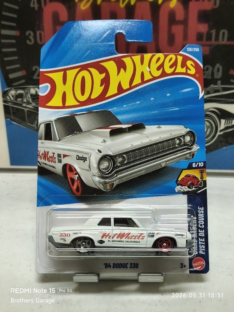 Hot Wheels '64 Dodge 330 (2026) (Category: Vehicle & Diecast Models) located in Manila. Submitted by deem34309 (Listing ID 1442439858, Image 1). Description: Location: Binondo, Manila '64 Dodge 330 (2026). Drag Racers series 6/10. BAWAL MASELAN. Items may have soft corners due to storage. Pls. pay after confirmation. MOP: GCash or Cash (for pick-up & meet-up) Meet-up within area of Lucky Chinatown Mall / Binondo Church (Subject to time availabili