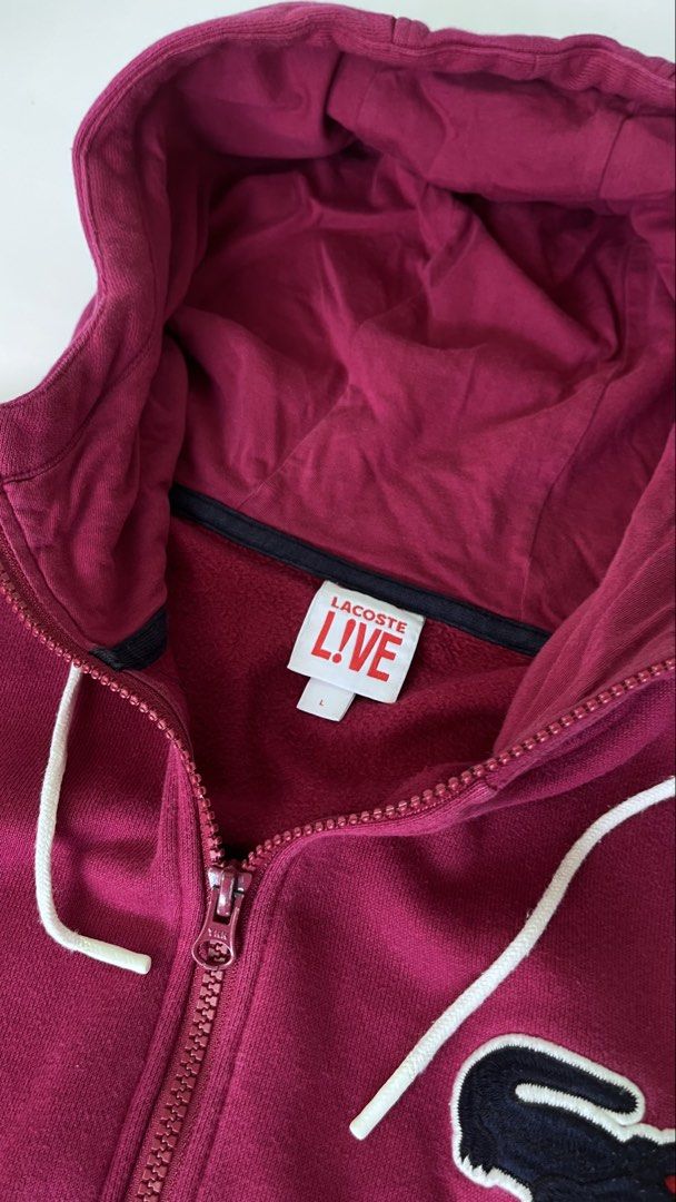 Lacoste semi biglogo hoodie zipup (Category: Coats, Jackets and Outerwear) located in Iloilo. Submitted by ukayhunter.ilo (Listing ID 1442355464, Image 3). Description: Lacoste semi biglogo zipup hoodie Size large Measurement 22x26 Flaws (check photos).