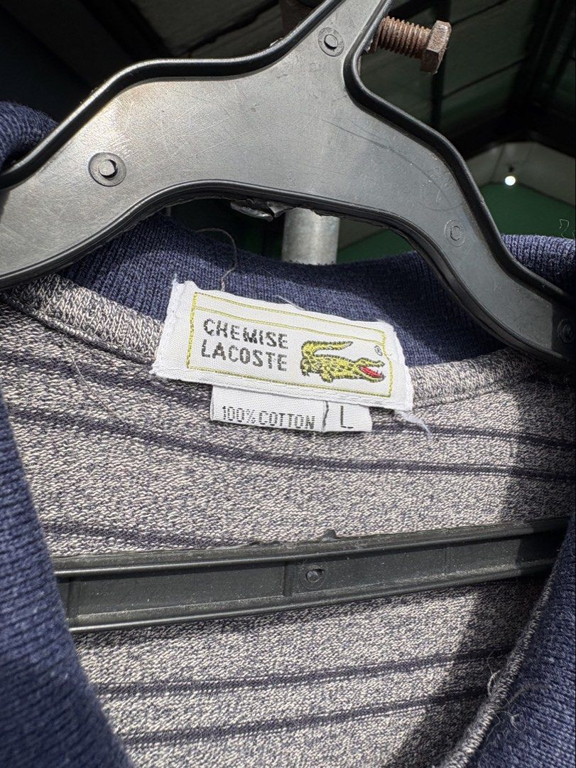 Lacoste Striped Polo Shirt - Size L (Category: Tshirts & Polo Shirts ) located in Manila. Submitted by nickfernan45655 (Listing ID 1442384149, Image 3). Description: - Lacoste 22x 28 Dimes - Washed - Logo on chest pocket.