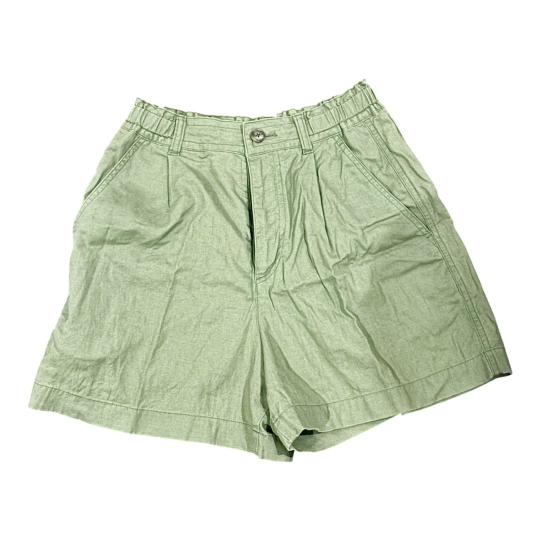 Green High Waisted Pleated Shorts (Category: Shorts) located in Muntinlupa City. Submitted by funsizedhands (Listing ID 1442513098, Image 1). Description: - Green shorts - High-waisted fit - Paperbag waist with button and zip closure - Pleated front - Two side pockets - Comfortable and casual - Ideal for warmer weather.