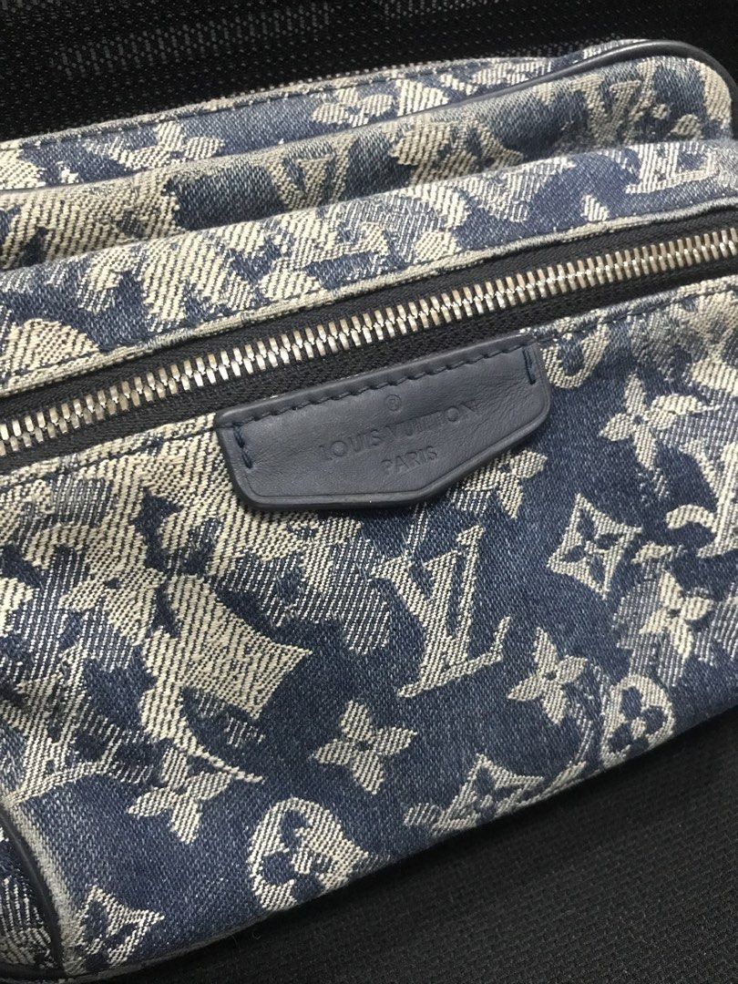 Louis Vuitton Monogram Denim Belt Bag (Category: Luxury Bags & Wallets) located in Manila. Submitted by heycessygirl (Listing ID 1442512906, Image 2). Description: - Louis Vuitton belt bag - Classic Monogram pattern on denim - Two zippered compartments - Adjustable strap - Perfect for hands-free carrying of essentials - Shows some signs of wear on denim and leather trim.