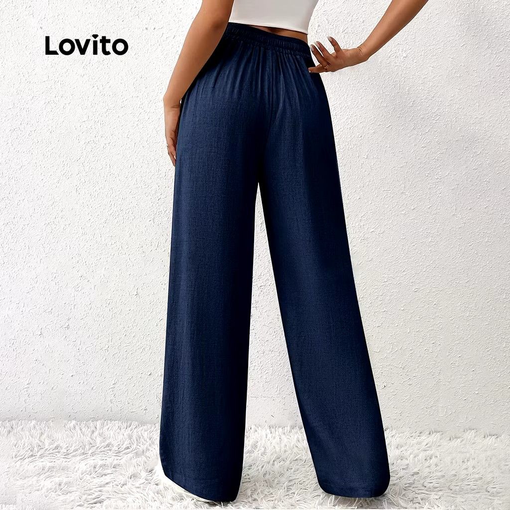 Lovito XL Navy Blue Wide Leg W/string Pants (Category: Other Bottoms) located in Taguig. Submitted by schnitka (Listing ID 1442498631, Image 3). Description: - Navy blue wide leg pants from Lovito - Features a comfortable drawstring waist - Includes convenient pockets - Flowy and relaxed fit, ideal for casual outings - Please check measurements in photos for accurate sizing size: XL.
