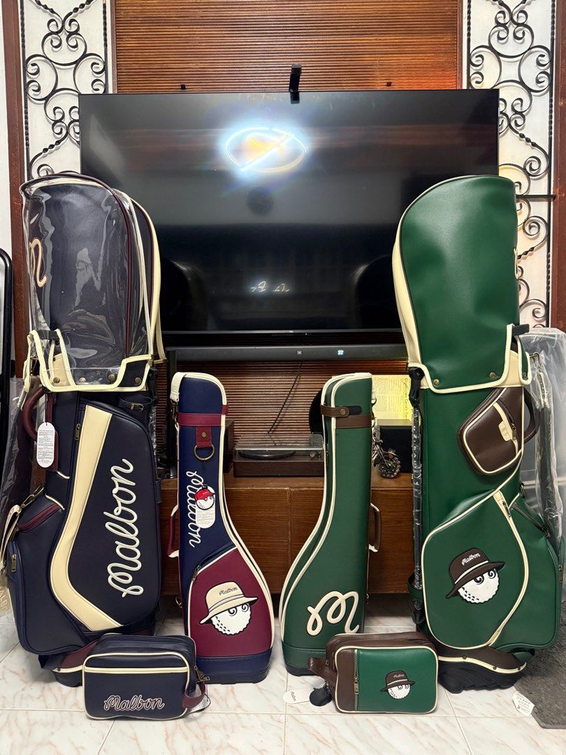 Malbon bag set (Category: Golf) located in Manila. Submitted by caroerion97397 (Listing ID 1442433092, Image 1). Description: For sale malbon bag set all brand new bought from korea -malbon clutch bag -malbon caddie bag -malbon range bag.