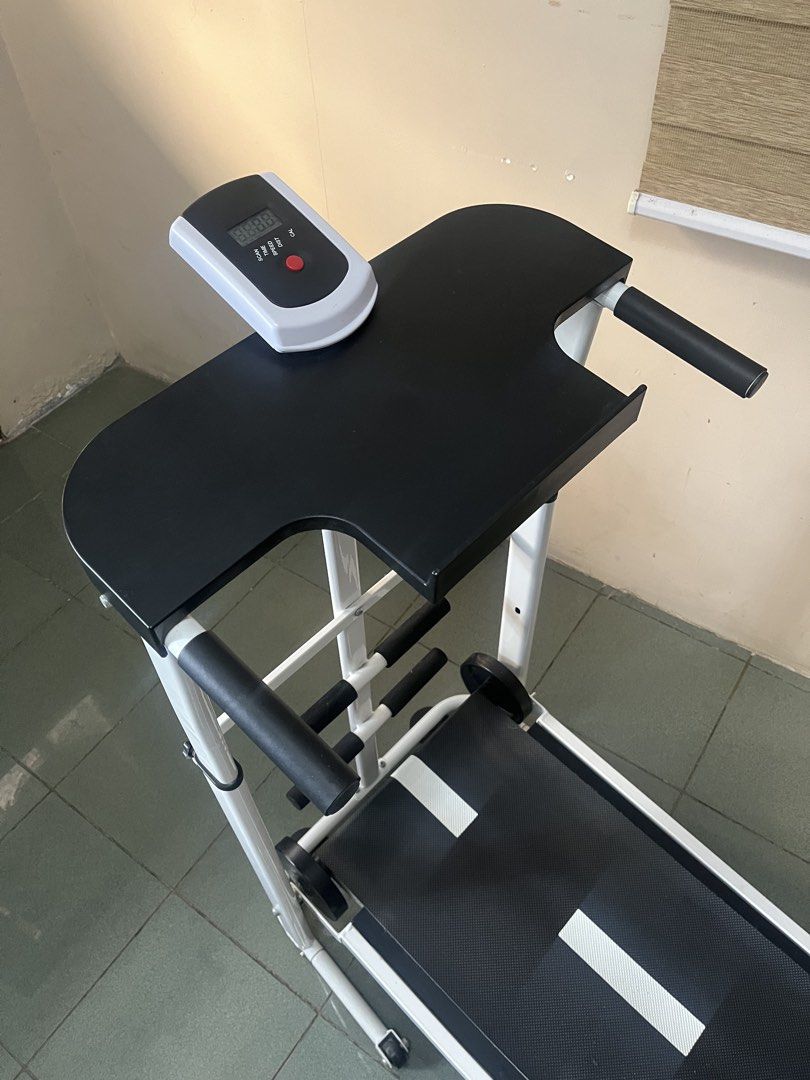 Manual Folding Treadmill (Category: Cardio & Fitness Machines) located in Binan City. Submitted by ennuisance (Listing ID 1442399768, Image 3). Description: Still Available. Manual incline treadmill with working screen dashboard for distance, time etc. No issues. Foldable and easy storage with wheels. RFS: Decluttering - still very good, di lang masyado nagamit. MOP: GCash/Maya/Maribank LOC: Pacita/Southwoods Laguna area For meet up only or deliv