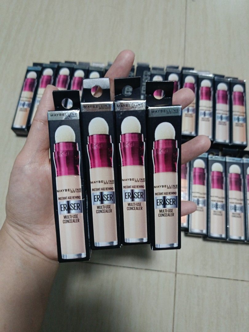 Maybelline Instant Age Rewind Eraser Concealer (Category: Makeup) located in Los Banos. Submitted by donnaalbay47990 (Listing ID 1436713744, Image 1). Description: - Maybelline Instant Age Rewind Concealer - Erases eyebags, redness, and dark spots - Built-in sponge applicator for easy use - Available shades: 100, 110, 120, 122 - Achieve a flawless complexion!.