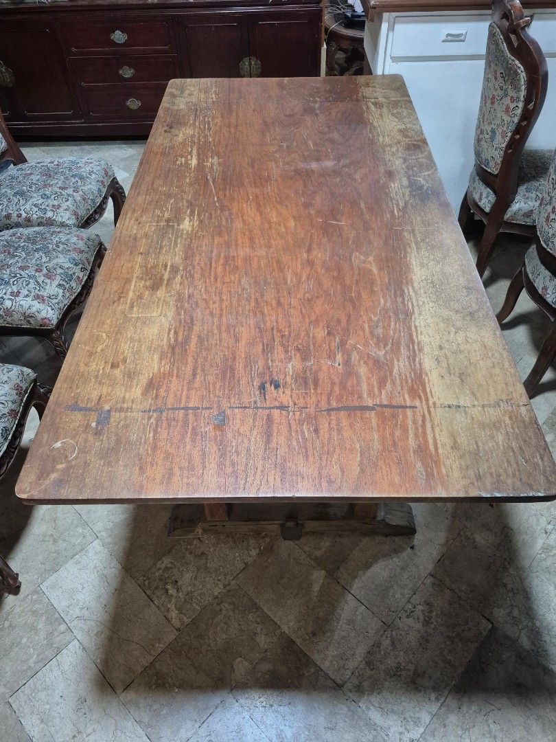 Narra Wood Wide Dining Table with Sturdy Legs (Category: Tables & Sets) located in Taguig. Submitted by firesale123 (Listing ID 1442480678, Image 1). Description: - Made from Narra Wood - Brought in JO-LIZA Arts & Antiques for 75k - Solid wood dining table - Rectangular shape - Rustic finish - Thick, stable legs - Ideal for farmhouse or vintage dining areas - Generous surface space for meals and gatherings.