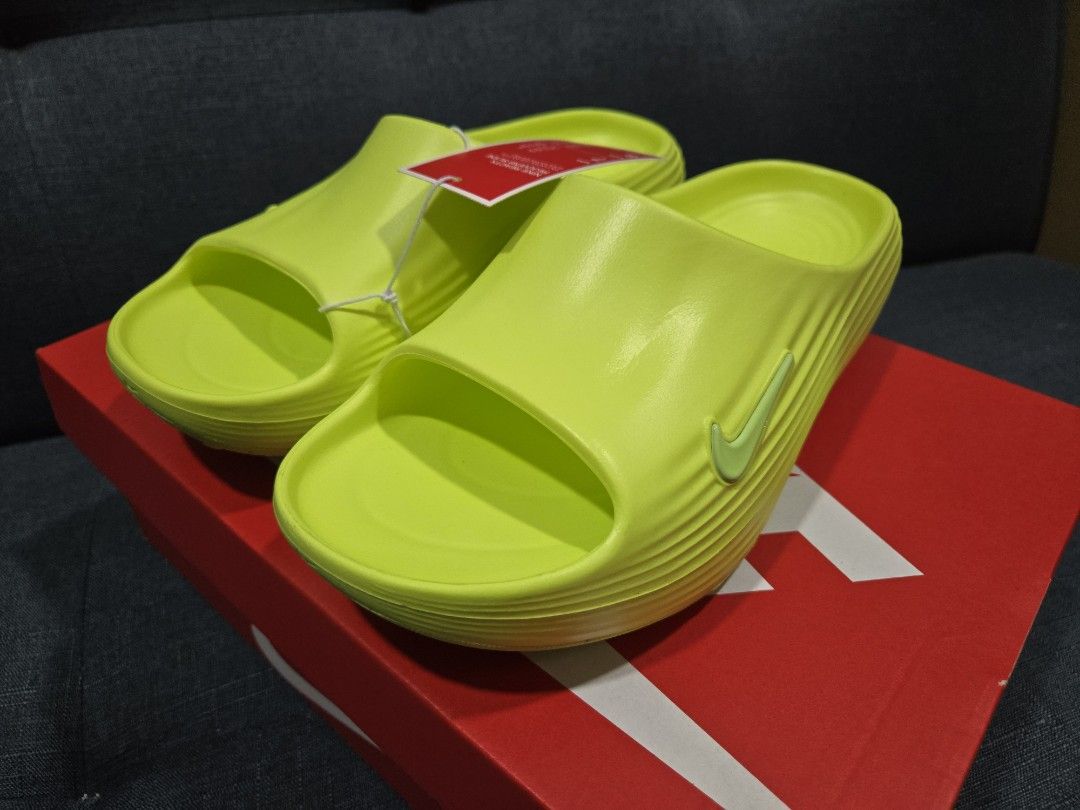 Nike Reactx Rejuven8 Slide Mens 8 (Category: Slippers & Slides) located in Quezon City. Submitted by bossjec (Listing ID 1437242940, Image 2). Description: Forsale Brandnew 100% Original from Nike SELLING FOR ONLY 2,000 pesos FIRM Cubao QC meet ups * MENS 8 * WOMENS 9 - Nike Reactx Rejuven8 Slide sandals - Bright neon VOLT - Features Nike swoosh logo - Comes with original box.