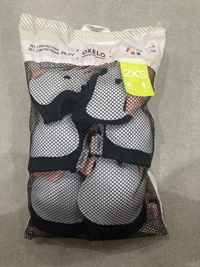Oxelo 2XS Protective Gear Set for Kids (Category: Other Sports Equipment and Supplies) located in San Juan City. Submitted by stillgoodsecondhand (Listing ID 1442495314, Image 1). Description: - Oxelo protective gear set from Decathlon - Includes knee pads, elbow pads, shoulder pads - Size: 2XS (up to 25 kg, 3-7 yo) - Comes with a mesh bag for easy storage and transport - retails P990 brand new at Decathlon - only used once or twice indoors at ho