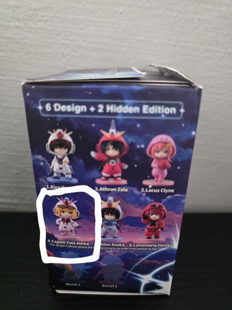 Pajamars Gundam SEED Blind Box Figure (Category: Toy Figures) located in Singapore. Submitted by ethane23 (Listing ID 1442384511, Image 2). Description: Pajamars Series Mobile Suit Gundam SEED- Cagalli Yula Attha ***WTT / WTS*** Condition: Brand new WTT: Lacus Clyne / Lunamaria Hawke Self pick up near Bedok MRT station #Pajamars #Gundam #SEED #BedokMRT.