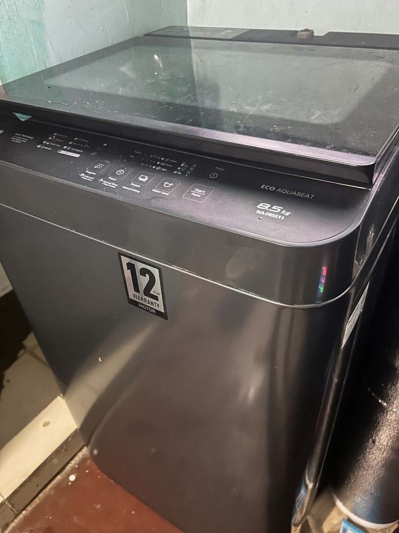 Panasonic aquabeat 8.5kg Automatic Washing machine. (Category: Other Kitchen Appliances) located in Makati City. Submitted by joyce_alcantara1890 (Listing ID 1442463123, Image 1). Description: Panasonic Eco Aquabeat 8.5kg Top Load Washing Machine (NA-F85S11) ✨ Condition:– only used for few months, no issues Capacity: 8.5 kg – perfect for small to medium-sized households Brand: Panasonic (reliable and long-lasting) Features: - Eco Aquabeat Technol