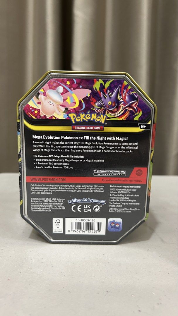 SEALED Pokemon TCG Mega Moonlit Tins (Category: Card Boxes & Cases) located in Quezon City. Submitted by jcc05 (Listing ID 1442476287, Image 3). Description: Pokemon Mega Moonlit tins - 1 tin ₱2950 - 4 tins ₱11000.