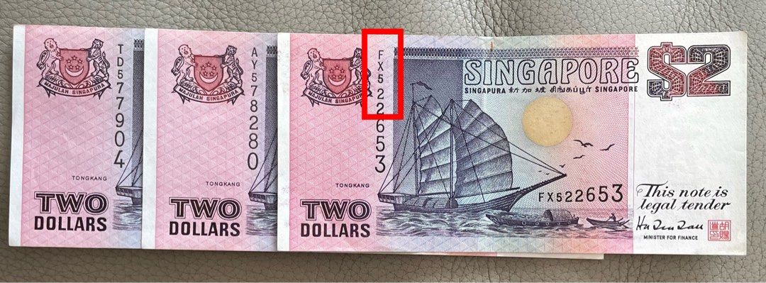 Printing Error Note (Category: Curtains & Blinds) located in Singapore. Submitted by zen45 (Listing ID 1442444158, Image 1). Description: $2 Ship Series. Printing error in number spacing. Gap slightly out between first and second digit. FX 5 22653 Selling $12.