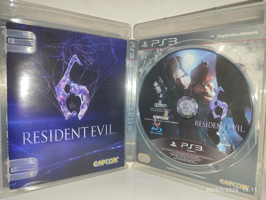 PS3 - Resident Evil 6 (USED) "R3" (Category: PlayStation) located in Mendez-Nunez. Submitted by sf2_gameshop (Listing ID 1442387908, Image 3). Description: PLEASE READ CONDITION: A used item. The disc has scratches but not affecting the gameplay (pls. see posted photo). Installed and tested working. It comes with a game manual. GENRE: Action-adventure, third-person shooter MODE: 1 to 2 players REGION: 3 - Asia VOICE: English IN-GAME TEXT: English