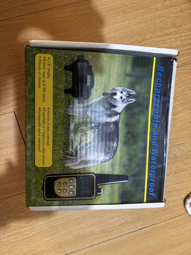 Rechargeable Waterproof Dog Training Collar Remote (Category: Homes & Other Pet Accessories) located in Manila. Submitted by dke_hmn (Listing ID 1442413328, Image 1). Description: - Rechargeable & Waterproof Dog Training Collar - Remote Range: Up to 800 meters - 99 Levels of Static (Optional) & Vibration - Expandable to 3 Dogs (Extra Collar Optional) - Includes: Remote, Receiver Collar, USB Charger, Adapter.
