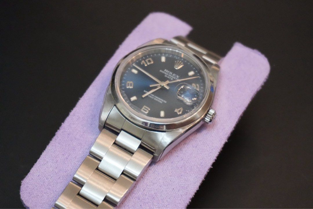 Rolex Rare 34 MM Blue (Category: Luxury Watches) located in Manila. Submitted by phfornow (Listing ID 1442358039, Image 3). Description: Year 2002 100% Authentic Watch Only Some hairlines barely noticeable With 2 Year Warranty in Japan Store.