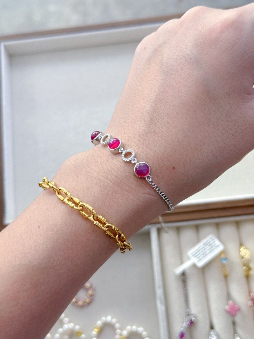 Ruby Bracelet (Category: Bracelets) located in Sepang. Submitted by sofeannah (Listing ID 1442473298, Image 2). Description: ❤️ Adjustable Ruby Bracelet ❤️ ✅ Silver-plated bracelet, adjustable up to 21cm ✅ Each round bead displays a beautiful cat-eye sheen, making every bracelet unique and rare ✅ Symbolizes passion, love, courage & vitality ✅ Believed to attract positive energy, joy & confidence ✅ A meaningful gift for yourself or your loved ones