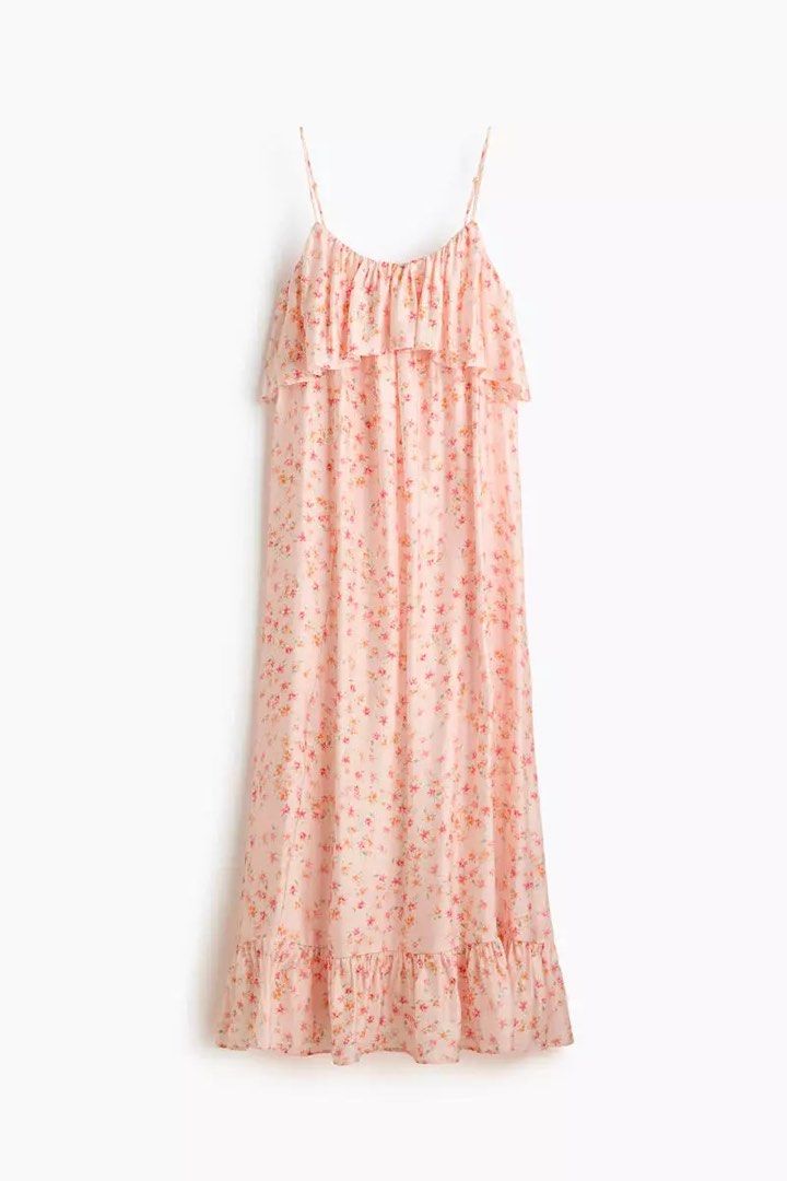 Summer dress (Category: Dresses) located in Manila. Submitted by paperthread (Listing ID 1442437237, Image 1). Description: - Light pink maxi dress - Delicate floral print - Tiered ruffles on bodice and hem - Adjustable spaghetti straps - Flowy and lightweight fabric - Perfect for summer or casual outings Zara Mango Uniqlo.