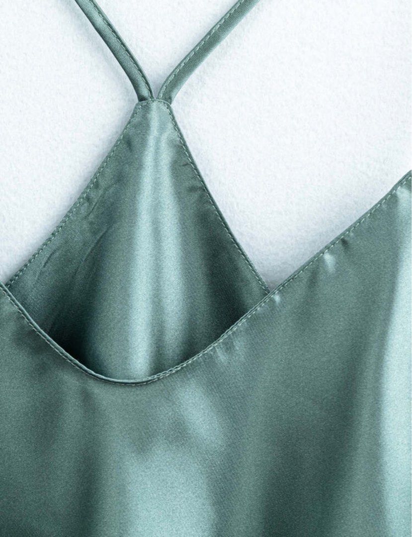 Satin Cami Pajama Set - Teal (Category: Undergarments & Loungewear) located in Tanauan. Submitted by leilaaa2000 (Listing ID 1442444001, Image 3). Description: - Silky smooth pajama set - Includes camisole top - Matching shorts included - Fabric has a lovely sheen - Comfortable for sleeping or lounging - Creates a relaxed vibe.