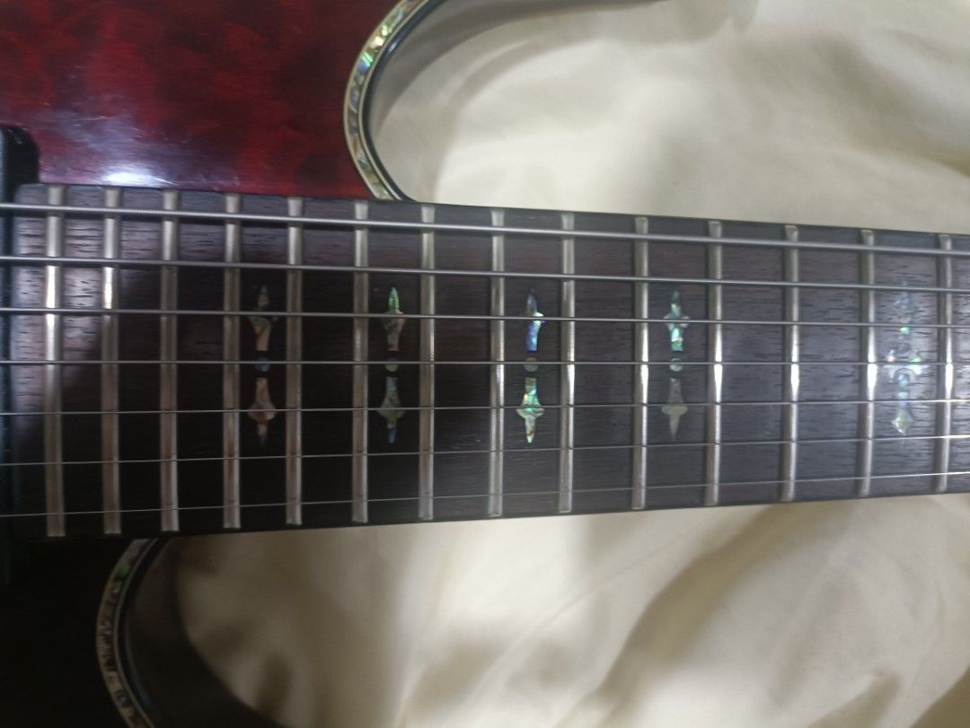 schecter C-7 hellraiser (Category: Musical Instruments) located in Kuala Lumpur. Submitted by jaydenkxth57273 (Listing ID 1442476918, Image 2). Description: a 7 string beast for metal/rock riffs.. selling because I need extra money. tuners changed to Grover for better tuning stability bridge pickup: EMG 707TW neck pickup: EMG707TW bridge: tonepros-7 string Tune o matic with string thru body .