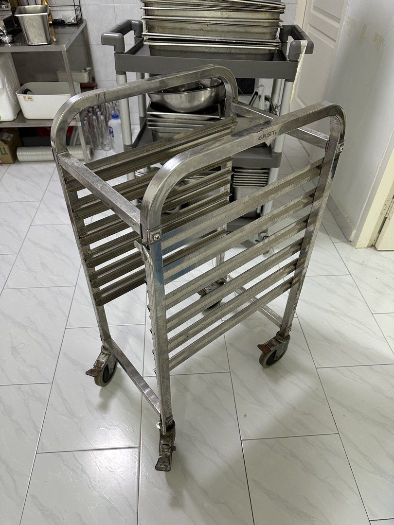 Stainless Steel Tray Trolley with Wheels