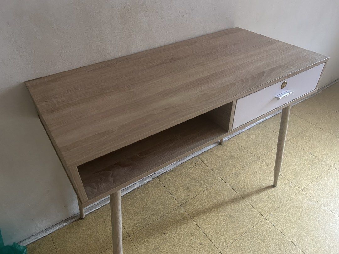 Study Table with Drawer (Category: Tables & Sets) located in Quezon City. Submitted by ameliepoulin (Listing ID 1442390952, Image 2). Description: Pre-loved study table with drawer and lock. Rsf: declutttering..