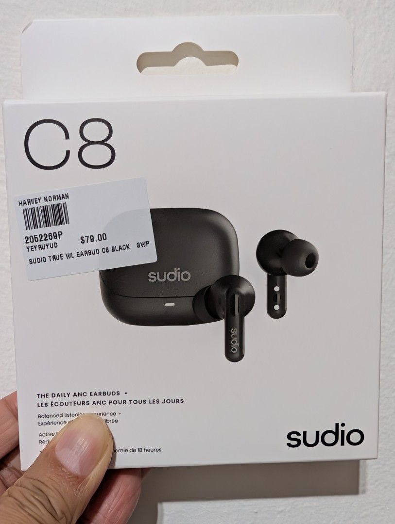 Sudio C8 True Wireless ANC Earbuds - Black